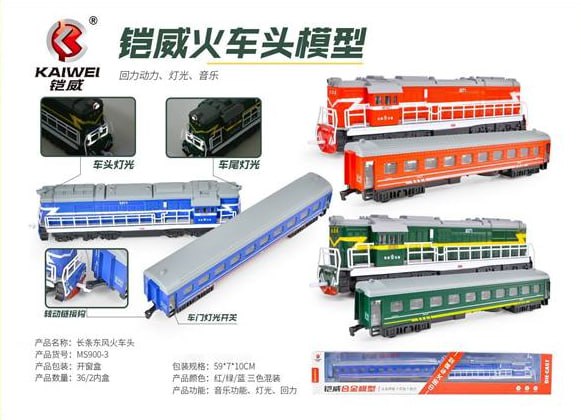 اسباب بازی قطار پسرانه دخترانه فلزی موزیکال چراغدار تک جعبه با واگن